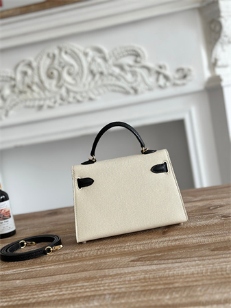 H**mes kelly mini ii bag epsom leather craie/black hs