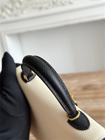 H**mes kelly mini ii bag epsom leather craie/black hs