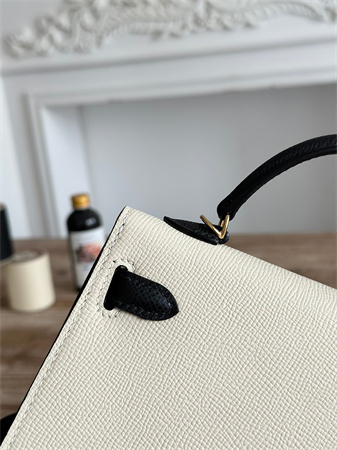 H**mes kelly mini ii bag epsom leather craie/black hs