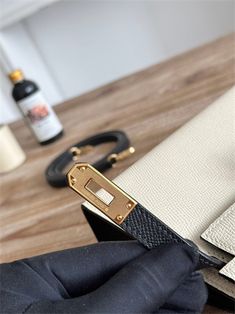 H**mes kelly mini ii bag epsom leather craie/black hs