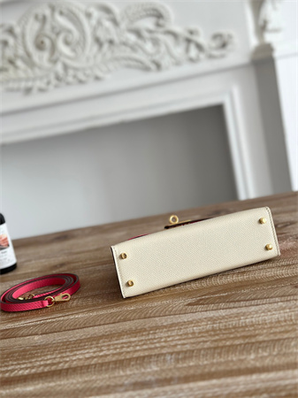 H**mes kelly mini ii bag epsom leather craie/lipstick pink hs