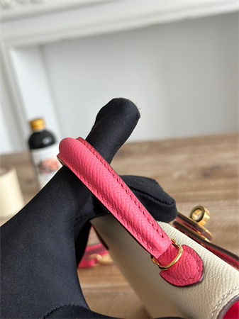 H**mes kelly mini ii bag epsom leather craie/lipstick pink hs