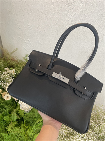 Bir.kin Shoulder Bag 29 Swift Leather Gold/Silver Tone Metal Black Color HS