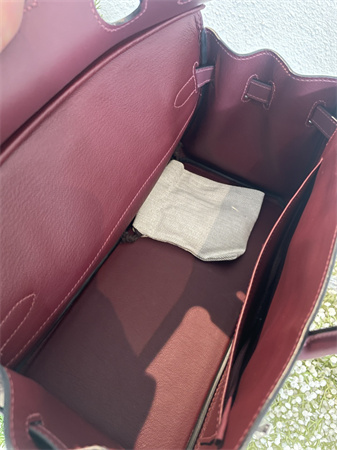 Bir.kin Shoulder Bag 29 Swift Leather Gold/Silver Tone Metal Burgundy Color HS