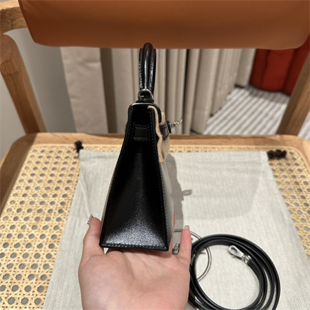 H**mes kelly mini ii bag box leather gold/silver tone metal black hs