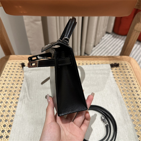 H**mes kelly mini ii bag box leather gold/silver tone metal black hs