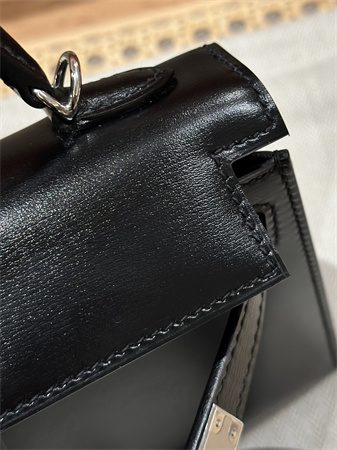 H**mes kelly mini ii bag box leather gold/silver tone metal black hs