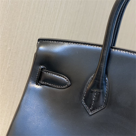 Bir.kin Bag Box Leather 25/30 Gold/Silver Hardware In Black HS