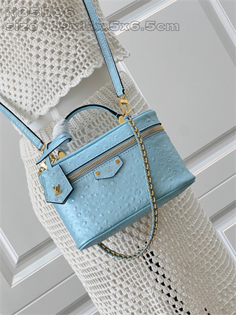 L.V Vanity Chain Pouch Ostrich Leather Blue N85820