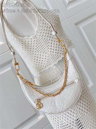 L.V Loop Handbag Ostrich leather White N85900
