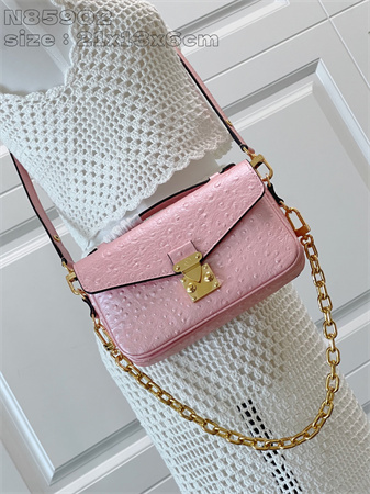 L.V POCHETTE M??TIS EAST WEST Ostrich Leather Pink N85902