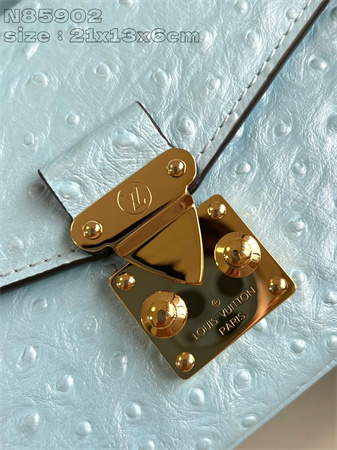 L.V POCHETTE M??TIS EAST WEST Ostrich Leather Blue N85902