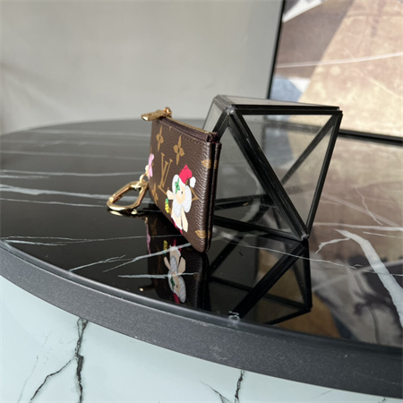 L.V  Key Pouch Vivienne Holidays Monogram Canvas Inside Red M12217