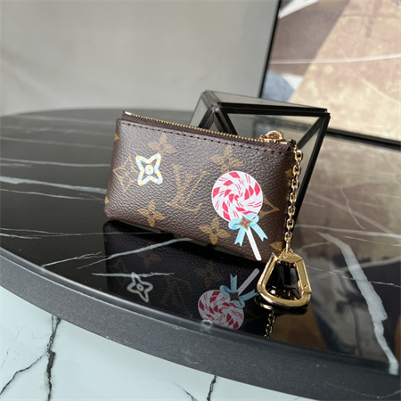 L.V  Key Pouch Vivienne Holidays Monogram Canvas Inside Red M12217