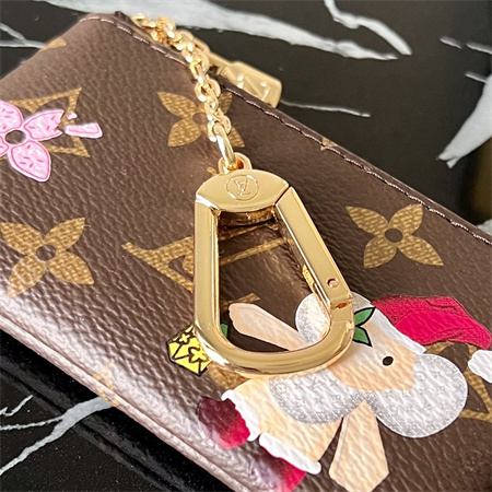 L.V  Key Pouch Vivienne Holidays Monogram Canvas Inside Red M12217