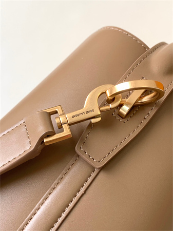 Y.S.L LE 37 In Shiny Leather Brown Bucket Bag