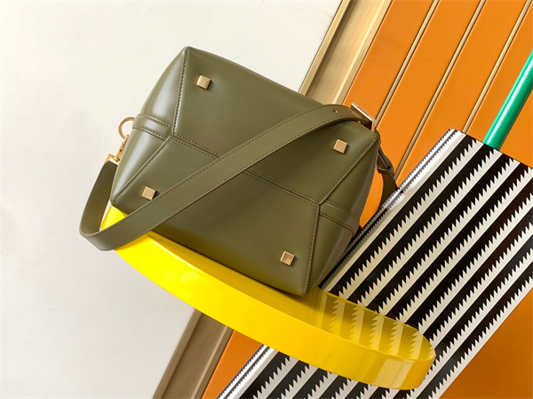 Y.S.L LE 37 In Shiny Leather Green Bucket Bag