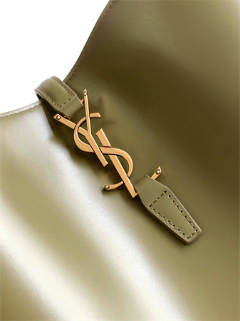 Y.S.L LE 37 In Shiny Leather Green Bucket Bag