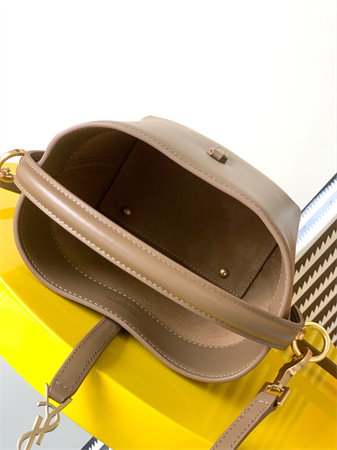 Y.S.L LE 37 Mini In Brown Shiny Leather  Bucket Bag