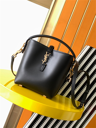 Y.S.L LE 37 Mini In Black Shiny Leather  Bucket Bag