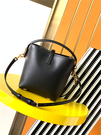 Y.S.L LE 37 Mini In Black Shiny Leather  Bucket Bag