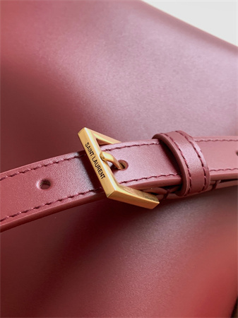 Y.S.L LE 37 Small In Burgundy Shiny Leather Bucket Bag