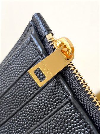 Y.S.L UPTOWN Compact wallet in grain de poudre leather Black