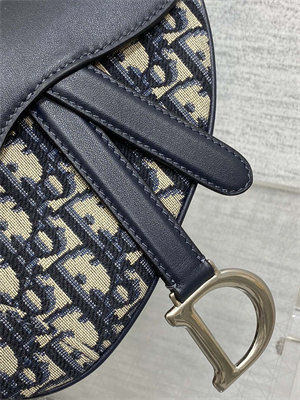 CD Mini Saddle Bag Oblique Jacquard & Smooth Calfskin Blue Color