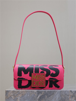 cd miss D*or flap bag graffiti printed calfskin fuchsia/black