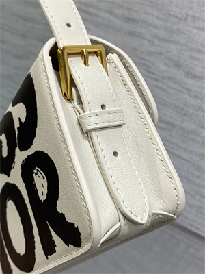 cd miss D*or flap bag graffiti printed calfskin white/black