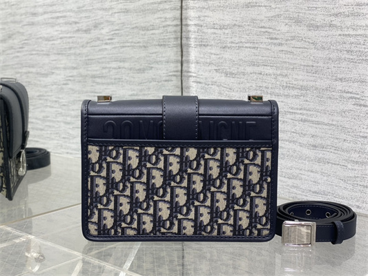 CD Small 30 Montaigne Bag Blue Oblique Jacquard &  Leather