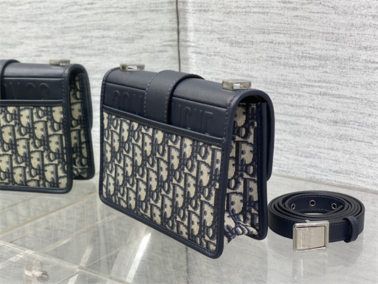 CD Small 30 Montaigne Bag Blue Oblique Jacquard &  Leather