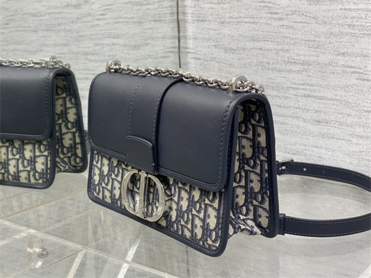CD 30 Montaigne Chain Bag Blue Oblique Jacquard & Leather