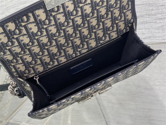 CD 30 Montaigne Chain Bag Blue Oblique Jacquard & Leather