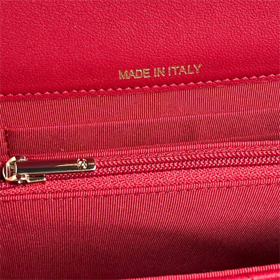 Ch*el clutch with chain lambskin, strass & gold-tone metal red  ap4300