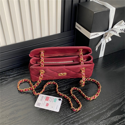 Ch*el small bowling  bag grained calfskin gold tone metal burgundy as5137