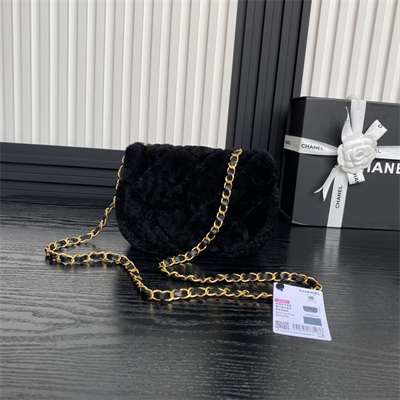 Ch*el mini flap bag shearling lambskin & gold-tone metal black as5148