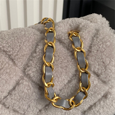 Ch*el mini flap bag shearling lambskin & gold-tone metal grey as5148