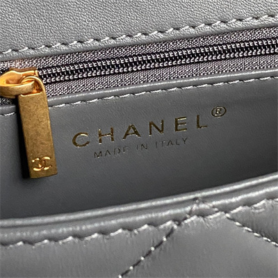 Ch*el mini flap bag shearling lambskin & gold-tone metal grey as5148