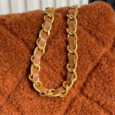 Ch*el flap bag shearling lambskin & gold-tone metal brown as5149