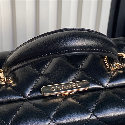 Ch*el box bag lambskin & gold-tone metal  black as5168