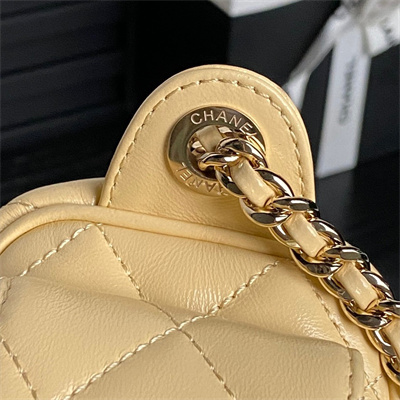 Ch*el small camera case shiny crumpled lambskin & gold-tone metal beige as5220