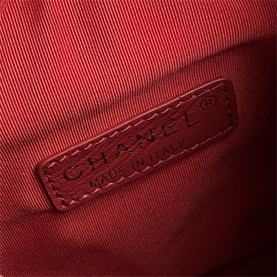 Ch*el small camera case shiny crumpled lambskin & gold-tone metal red as5220
