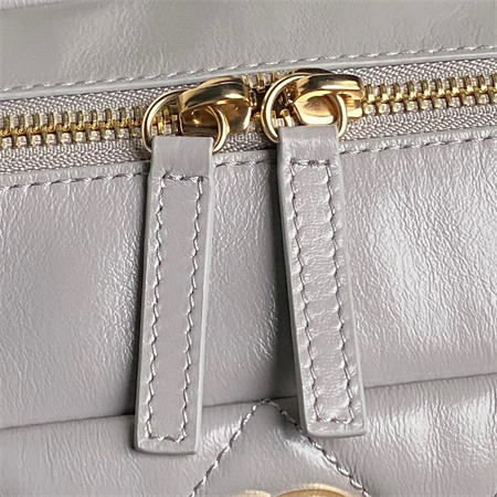 Cha.nel 24A Bowling Bag Shiny Calfskin Gold-Tone Metal Grey AS4933