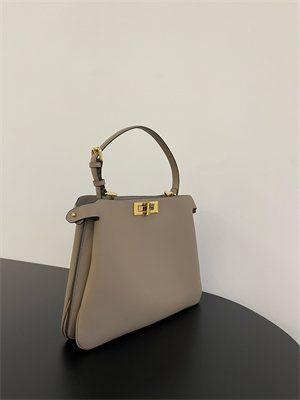 Fen.di Peekaboo Soft Medium Leather Bag Gray