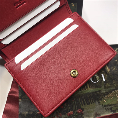 Gu.cci GG Marmont card case wallet Red Leather 466492