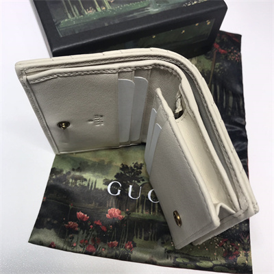 Gu.cci GG Marmont card case wallet Cream Leather 466492