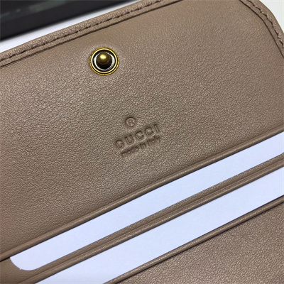 Gu.cci GG Marmont card case wallet Leather Chai 466492