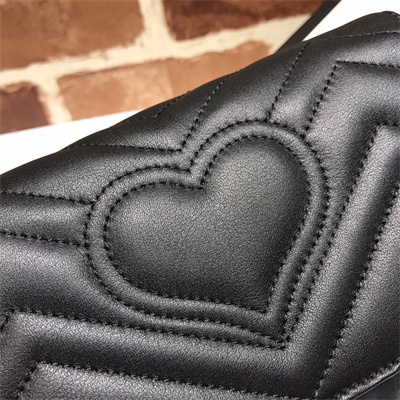 Gu.cci GG Marmont  Chain Wallet Black Leather 488426