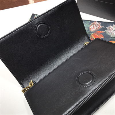 Gu.cci GG Marmont  Chain Wallet Black Leather 488426